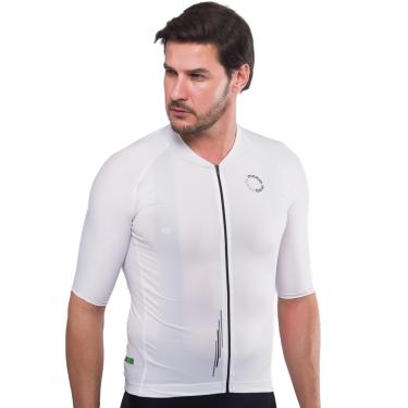 Imagem de Camisa Ciclismo Masculina New Sport Marcio May Branca com Ziper Preto