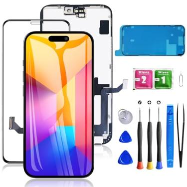 Imagem de Mobkitfp Tela de substituição para iPhone 15 Plus de 6,7 polegadas, tela LCD sensível ao toque 3D digitalizador frontal com vedação à prova d'água + ferramentas Rapair + protetor de tela
