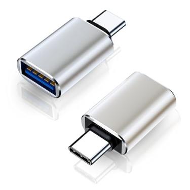 Imagem de Adaptador USB C para USB Pacote com 2 adaptadores USB C macho para USB3 fêmea compatível com iPhone 16 Pro Max Pro Air 2023 iMac iPad mini Pro, outros dispositivos tipo C ou Thunderbolt 4/3, prata