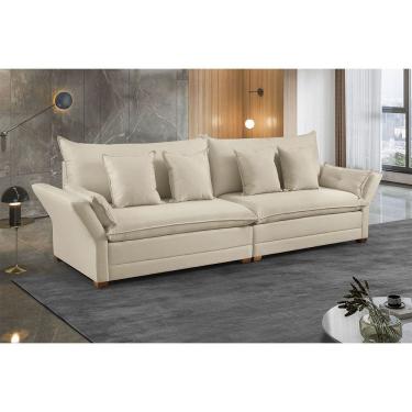 Imagem de Sofa Fixo 3 Lugares M-198 2,30m Molas Bonnel Almofadas Soltas Linho Estofados Martins