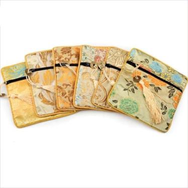 Imagem de Bolsa de Dinheiro Estilo Chinês Dragão Pequena Bolsa de Mão Pequena Lona Bordado Bolsa de Moedas com Borla Doce Flor Bolsa de Embalagem para Estudantes, N, Bolsa para moedas