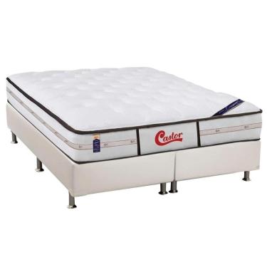 Imagem de Cama Box King: Colchão Molas Ensacadas Castor Gold Star Vitagel Classic + Base Crc Courano White (193x203)