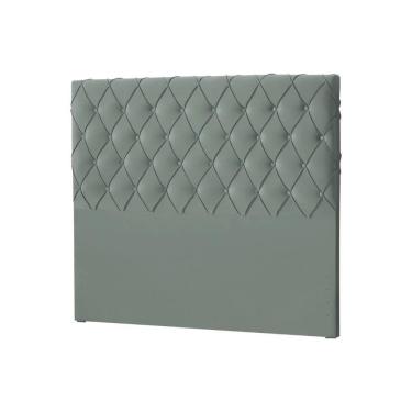 Imagem de Cabeceira Queen Estofada Chicago Capitonê 160cm Veludo Cinza