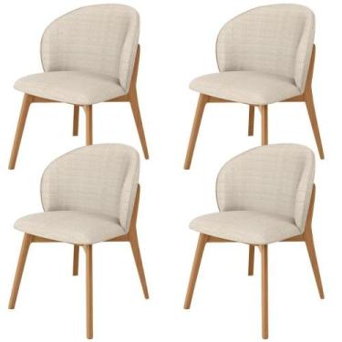 Imagem de Kit 04 Cadeiras De Jantar E Estar Living Estofada Mia L02 Linho Palha 