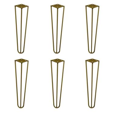 Imagem de Kit 6 Pés de Metal 30 CM Hairpin Legs Mesa de Canto Rack e Puffs Dourado G41