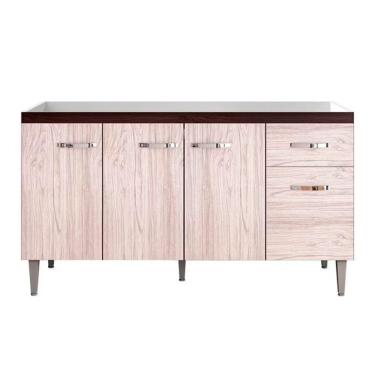 Imagem de Balcão Cozinha Gabriela 3 Porta 150cm S-t Ajl Castanho Avelã