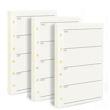 Imagem de Refil de agenda A7, pacote com 3, 135 folhas/270 páginas, papel de plano semanal, 6 argolas A7, recargas de fichário, mini refil, refil de papel de folha solta de 6 furos para fichário (12 cm x 8 cm)