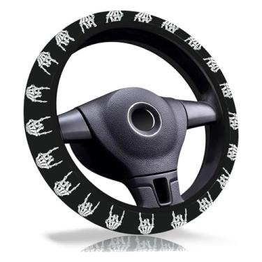 Imagem de Capa de volante de mão de esqueleto, capas de volante de neoprene respirável antiderrapante, acessórios de carro esqueleto e decoração de carro, presentes de caveira para mulheres, homens, universal