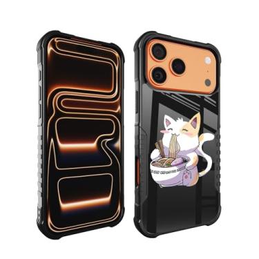 Imagem de LANJINDENG Capa compatível com iPhone 17 Pro, design kawaii japonês, gato de anime, corpo inteiro, à prova de choque, antiarranhões, resistente, policarbonato rígido, TPU (poliuretano termoplástico