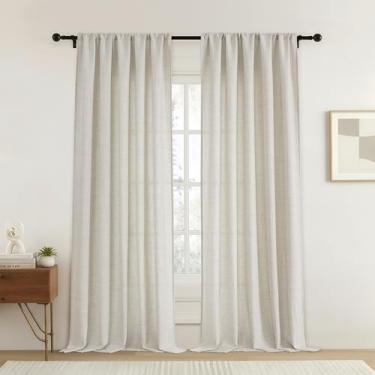 Imagem de OVZME Cortinas naturais extra largas 213 cm de comprimento, conjunto de 2 painéis, cortinas de janela com filtro de luz moderna de casa de fazenda, cortinas de janela com textura rústica, para sala de