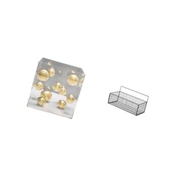 Imagem de Fenteer Bola de Acrílico Transparente para Decoração de Mesa E Cesto Flutuante de Arame Metálico para Pendurar Na Parede, Organizador para Casa, Cozinha, Banh