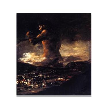 Imagem de LKXGRRSFG Impressão em tela romântica espanhola The ColossusFrancisco De Goya - Obra-prima do influente pintor romântico 80 x 88 cm sem moldura