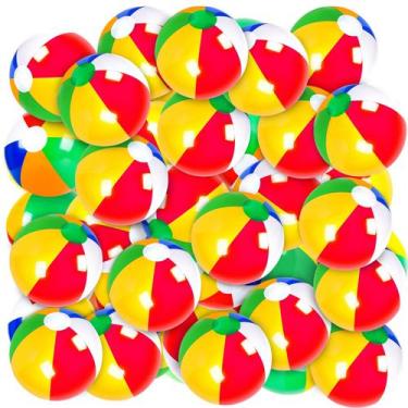 Imagem de Bolas de praia infláveis Coopay Classic Rainbow, pacote de 40, 30-40cm
