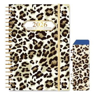 Imagem de Knagsfa Agenda mensal 2026, janeiro de 2026 a dezembro de 2026, agenda mensal semanal, 16 x 21,6 cm com abas de página, capa dura de calendário com bolso interno, faixa elástica, encadernação de fio