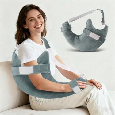 Imagem de Travesseiro de cirurgia de ombro, travesseiro de punho rotador com alça de braço, travesseiro de ombro para dor no ombro, almofadas de braço para adultos após cirurgia, travesseiro de recuperação de