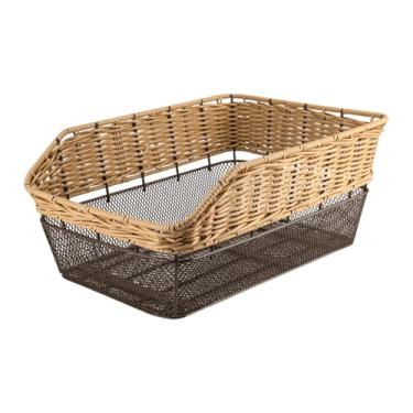 Imagem de harayaa Cesta de bicicleta, bolsa traseira, fácil de limpar, suporte para cesto traseiro de bicicleta, suporte de carga para compras de supermercado, Marrom