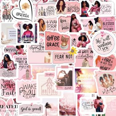 Imagem de Adesivos de quadro Black Girl Vision, 100 peças de adesivos em massa com citações inspiradoras de mulheres negras para quadro de visão, decalque de vinil à prova d'água com borboleta floral rosa para