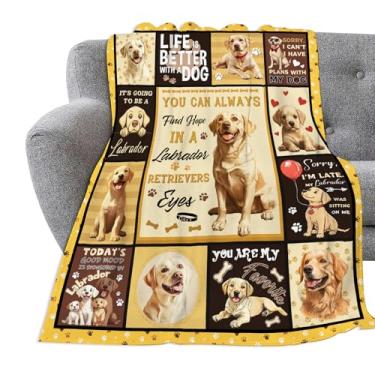 Imagem de Cobertor Labrador Retriever para meninas, meninos, ultramacio, para amantes de cães, cobertor de flanela leve e aconchegante, cobertor de labrador dourado presente para sofá cama 127 x 101 cm