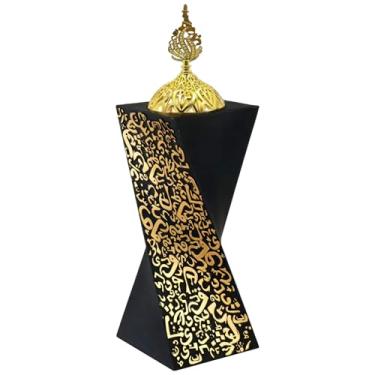 Imagem de LUMINFLY Queimador de incenso de resina de olíbano com design giratório, queimador Bakhoor preto e dourado para aromaterapia, ioga, meditação, escritório ou casa