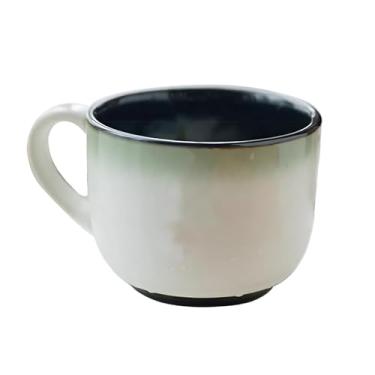 Imagem de Caneca de cerâmica para micro-ondas 600 ml, cinza gradiente grande, copo de água de café da manhã, tigela de aveia, conjunto de colher, alça confortável para escritório em casa