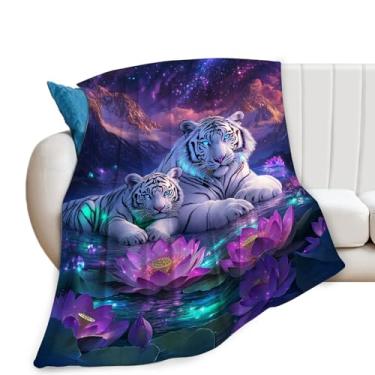 Imagem de Cobertor de tigre, cobertor de animal, presentes de tigre, cobertores de vida selvagem, pelúcia de flanela de lã para mulheres, homens, meninos, meninas, adultos, roupa de cama macia para sofá-cama