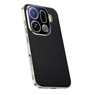 Imagem de FWYANZH Capa de couro preta, X9Pro, para Oppo Find X9/X9pro, proteção total da câmera, capa galvanizada, fina, luxuosa, à prova de choque