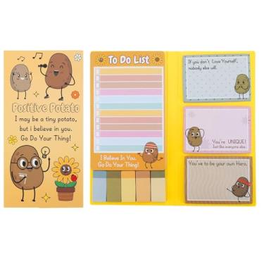 Imagem de QPIXVB Conjunto de notas adesivas de batata, presentes inspiradores, material escolar fofo, 440 folhas, presentes de Natal para escritório, acessórios de mesa fofos, blocos de notas de escrita de