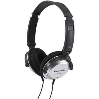 Imagem de Panasonic Fones de ouvido estéreo com porta XBS, controlador de volume integrado e design leve dobrável - RP-HT227-K (preto e prata)