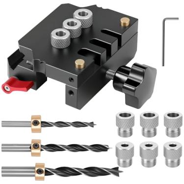 Imagem de Kit de gabarito autocentralizante flexível versátil de liga de alumínio guia de broca de cavilha de bolso prático conjunto de cavilha (preto)