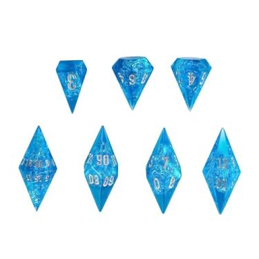 Imagem de CRITALLIC 7PCS Diamond DND Dice Set,Transparent Sharp Edge Die Set D&D RPG Polyhedral Dice,for TTRPG Games Roleplaying Games.(Blue)