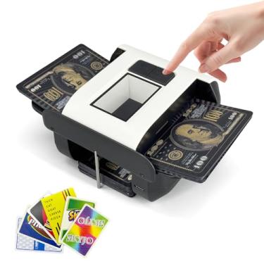 Imagem de Automatic Card Shuffler,One-Press Auto & Manual Modes,Electric Shuffling for 1-2 Decks,Low Noise,Rechargeable & Portable,Ideal for Poker,UNO,Blackjack,Skip Bo,Phase 10,Crazy 8 (Black)
