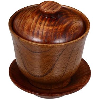 Imagem de Wooden Tea Cups with Lid and Tray Espresso Coffee Cup Tradition Teacups Coffee Mug Saucer Creativity Tea Set