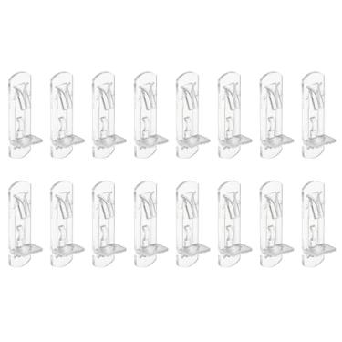 Imagem de PATIKIL 16 pinos de prateleira de bloqueio, pinos de suporte de prateleira de plástico transparente clipes de suporte de gabinete serve para orifício de pino de 5 mm de espessura de 20 mm (3/40.6 cm