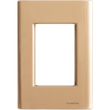 Imagem de Placa 3 Postos 4x2 Tramontina Giz Ouro Metalizado sem Suporte