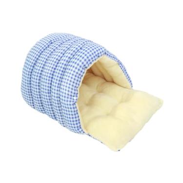 Imagem de Fxzqgnh Cama para Gatos, Toca para Gatos, Cama Quente E Macia para O Inverno, Lavável, Esconderijo, Casa para Gatos Domésticos, Filhotes E Cães de Pequ, Grade Azul