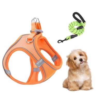 Imagem de Peitoral para cães com trelas, sem puxão para cães - Colete refletivo respirável para filhotes, gatinhos, gatos, caminhadas, visitas veterinárias, treinamento, carro, viagem, acampamento