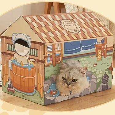 Imagem de Generic Casa Portátil Durável do Jogo da Casa do Gato Cartão Com Catnip para Gatos, Brinquedo Saudável Risco para Internos (Café)