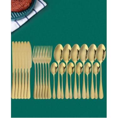 Imagem de Faqueiro 24 Peças De Aço Inox Positano Dourado - Inu