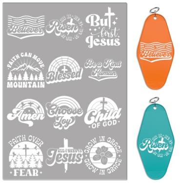 Imagem de DORSBABY Adesivos UV DTF - 24 folhas de citações cristãs adesivos de transferência a frio para chaveiros de motel. Papel de transferência à prova d'água, esfregar em transferências à prova d'água