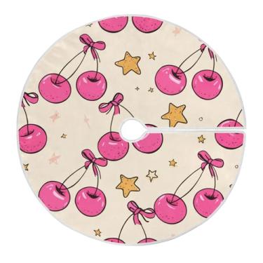 Imagem de Blueangle Saia para árvore de Natal de cerejeira de 120 cm - poliéster macio e resistente a rugas, decoração de férias para festas de Natal, árvore festiva e decoração de casa (155)