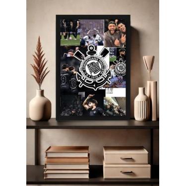 Imagem de Quadro Vai Corinthians! com Vidro e Moldura Preta Tam:A4 - Spark Loja