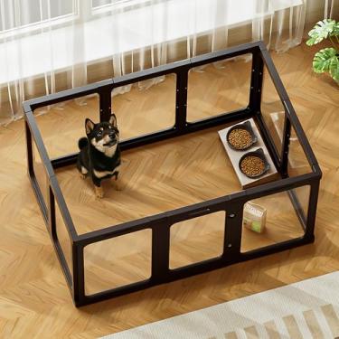 Imagem de Jalove Cercadinho De Acrílico Para Cachorro Interno, 10 Peças De Cercadinho De Plástico Para Filhotes Com Porta, Cercadinho Transparente Para Cachorro, Gato, Coelho, Furão, Cercadinho Para Animais