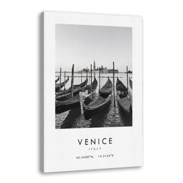 Imagem de Pôster de cidade preto e branco - impressão de viagem Roma Las Vegas Veneza Paris Sydney Amsterdã Amalfi Sanfrancisco Pintura em tela impressões de paisagem da cidade do mundo imagens de parede pôster