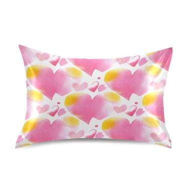 Imagem de SEHANY Capas de almofada de seda para cabelo e pele para o Dia dos Namorados, capas de almofada de cetim respiráveis macias e refrescantes com fecho de envelope, tamanho king (50,8 x 66 cm)