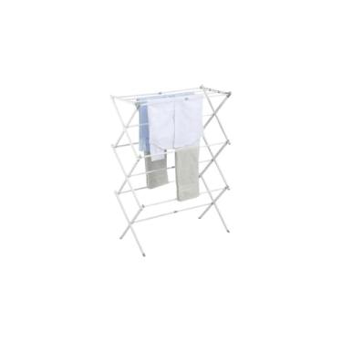 Imagem de Varal Vertical Retrátil de Chão, Branco e Cinza, Ferro e PP, 11 Varetas Extensíveis, 103x37x40cm, Capacidade 10kg, Portátil