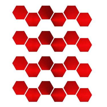 Imagem de 24PCS Adesivos de Parede Espelho Hexagonal Removíveis Decalques Decorativos Acrílico Decorações Caseiras DIY para Quarto Banheiro Sala Estar Escritório Corredor Varanda