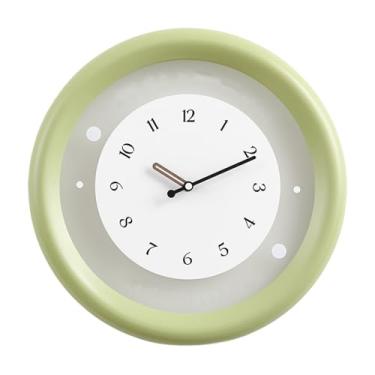 Imagem de Relógio de parede Relógio de parede moderno e minimalista em tons creme verde claro, com som silencioso para decoração de casa