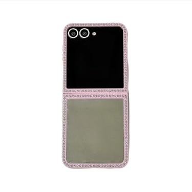 Imagem de Capa espelhada de luxo cravejada de diamantes para Samsung Galaxy Z Flip 5 6 7 5g Flip7 Fe Flip6 com carregamento magnético (para Galaxy Z Flip6/3)