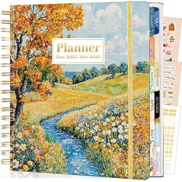 Imagem de FLYING EAGLE Agenda mensal semanal do calendário 2025-2026, 18 meses de julho de 2025 a dezembro de 2026, 21 x 23 cm, abas mensais, fecho elástico, adesivos, rio