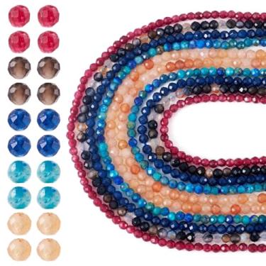 Imagem de Beadthoven 825 peças de contas redondas facetadas de 2 mm pequenas contas de sementes de cristal coloridas espaçadores de pedra natural minúsculos espaçadores de pônei soltos para fazer joias faça